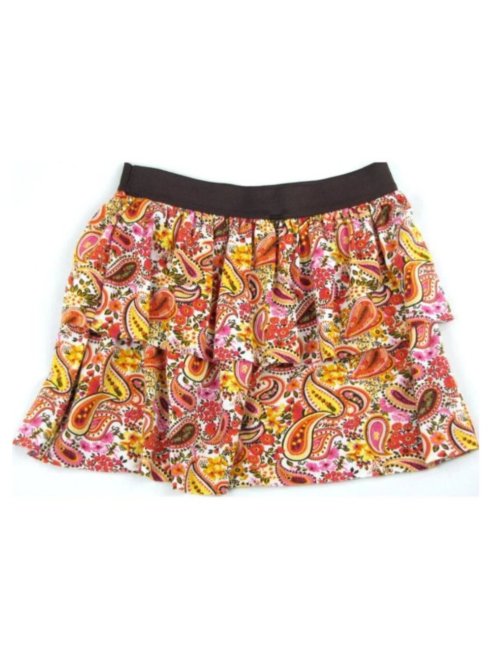 SALE! Paisley Ruffle Orange Pink Short Mini Skirt